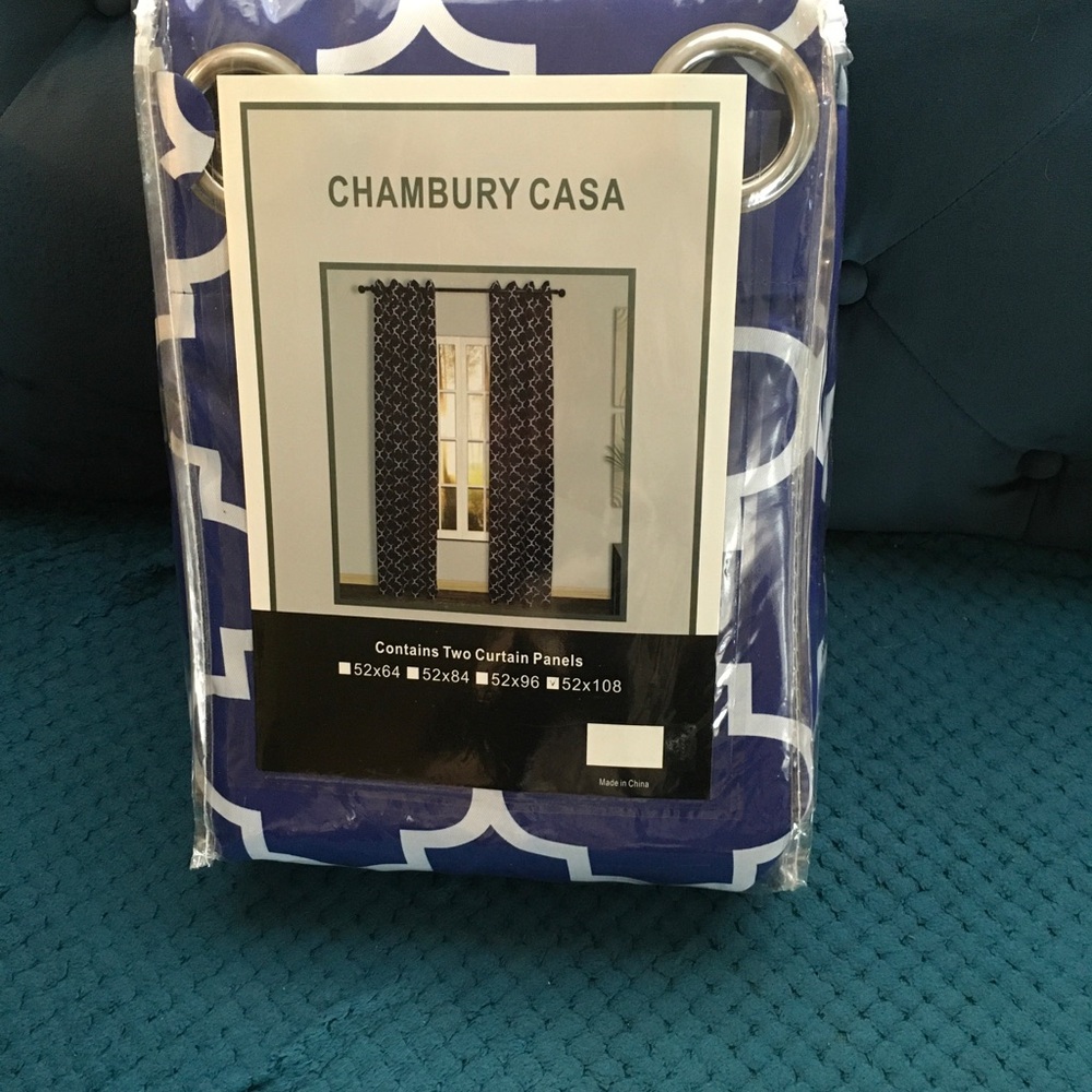 Blue and White black out Curtains, In package (4)